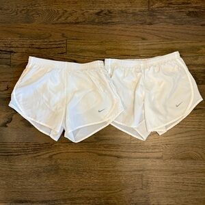 2 Pairs | Nike Girls Dri-FIT Tempo Running Shorts | White | Size Medium (10–12)